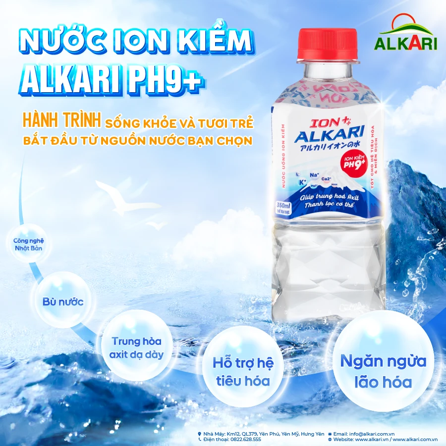 Nước ion kiềm Alkari Ph9+ - Hành trình sống khỏe và tươi trẻ bắt đầu từ nguồn nước bạn chọn